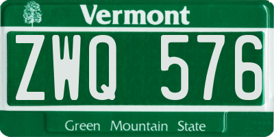 VT license plate ZWQ576
