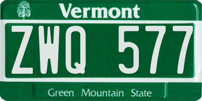 VT license plate ZWQ577