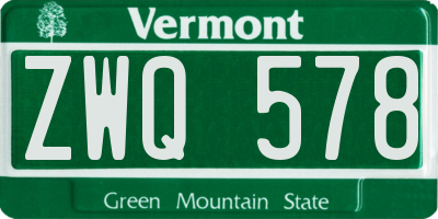 VT license plate ZWQ578