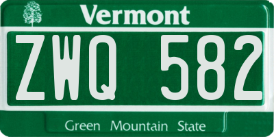 VT license plate ZWQ582