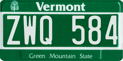 VT license plate ZWQ584