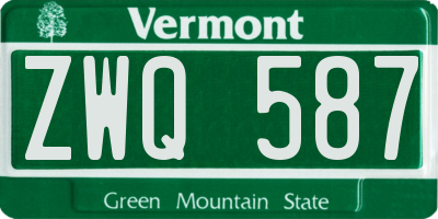 VT license plate ZWQ587