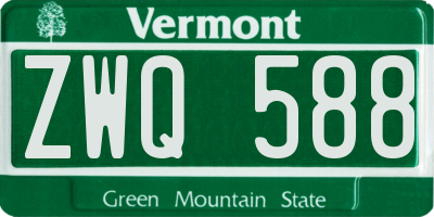 VT license plate ZWQ588
