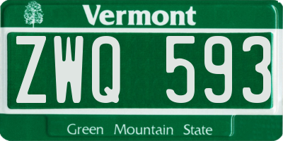 VT license plate ZWQ593