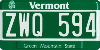 VT license plate ZWQ594