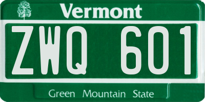 VT license plate ZWQ601