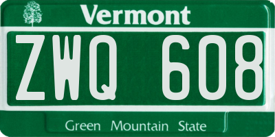 VT license plate ZWQ608