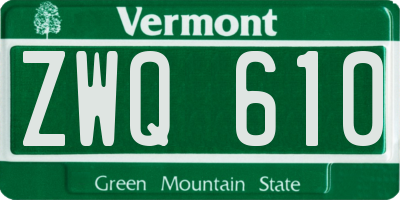 VT license plate ZWQ610