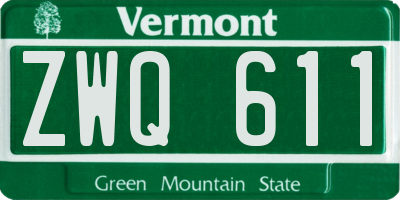 VT license plate ZWQ611