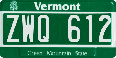 VT license plate ZWQ612