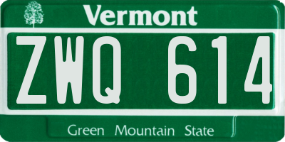 VT license plate ZWQ614