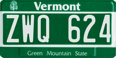 VT license plate ZWQ624