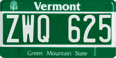 VT license plate ZWQ625