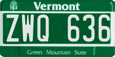 VT license plate ZWQ636