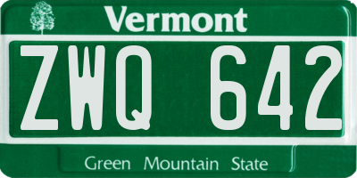 VT license plate ZWQ642