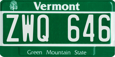VT license plate ZWQ646