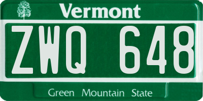 VT license plate ZWQ648