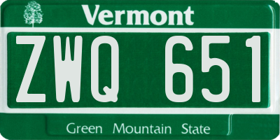 VT license plate ZWQ651