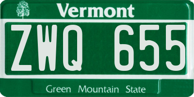 VT license plate ZWQ655