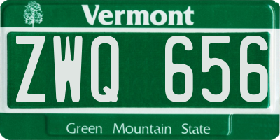 VT license plate ZWQ656