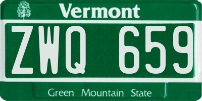 VT license plate ZWQ659