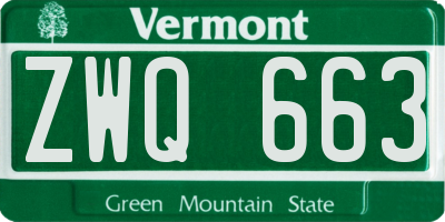 VT license plate ZWQ663