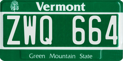 VT license plate ZWQ664