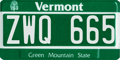 VT license plate ZWQ665