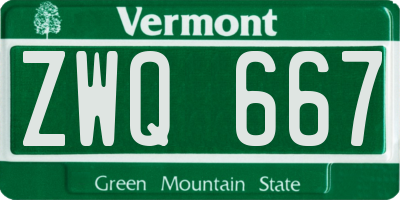 VT license plate ZWQ667