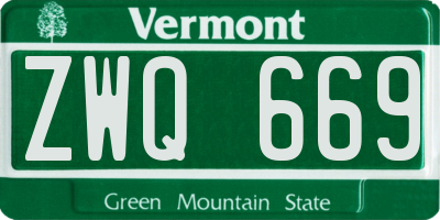 VT license plate ZWQ669