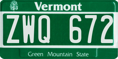 VT license plate ZWQ672