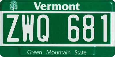 VT license plate ZWQ681