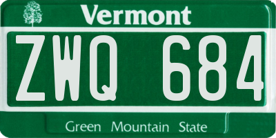 VT license plate ZWQ684