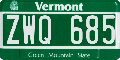 VT license plate ZWQ685