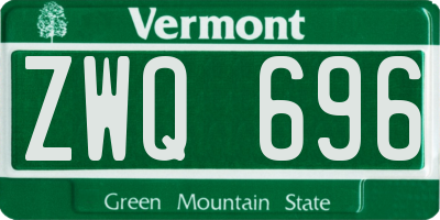 VT license plate ZWQ696