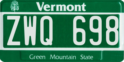 VT license plate ZWQ698