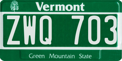 VT license plate ZWQ703