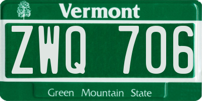 VT license plate ZWQ706