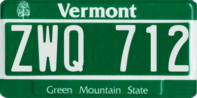 VT license plate ZWQ712