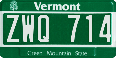 VT license plate ZWQ714