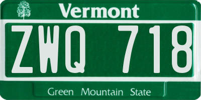 VT license plate ZWQ718