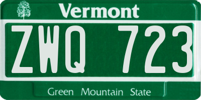 VT license plate ZWQ723