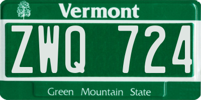 VT license plate ZWQ724