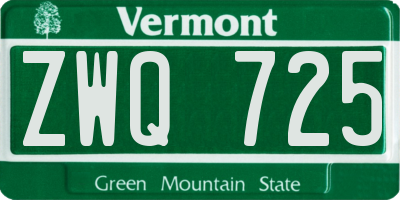 VT license plate ZWQ725