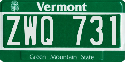VT license plate ZWQ731