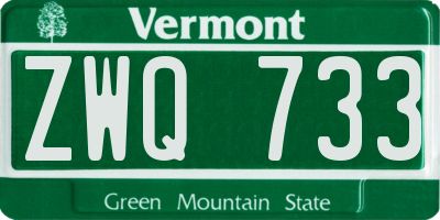 VT license plate ZWQ733