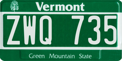 VT license plate ZWQ735