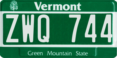 VT license plate ZWQ744