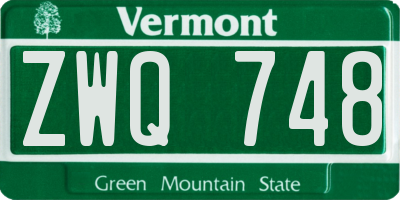 VT license plate ZWQ748
