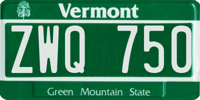 VT license plate ZWQ750